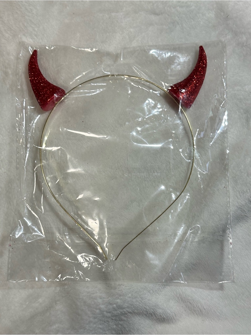 Red Glitter Devil Horns Headband - Thin Metal Halloween Costume